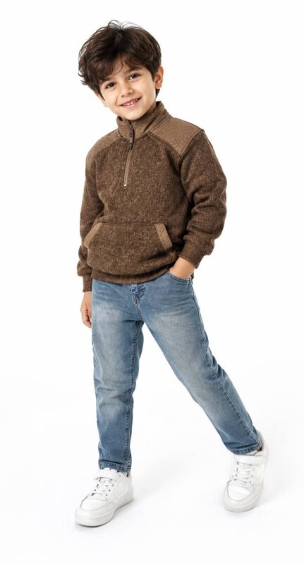 Boys' high-neck sweatshirt with parachute-style fabric details