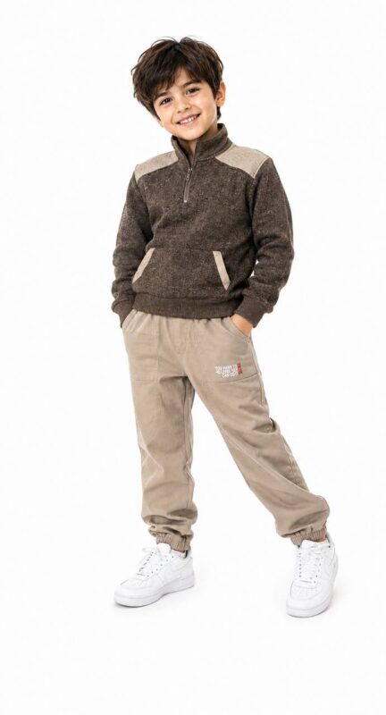 Boys' high-neck sweatshirt with parachute-style fabric details