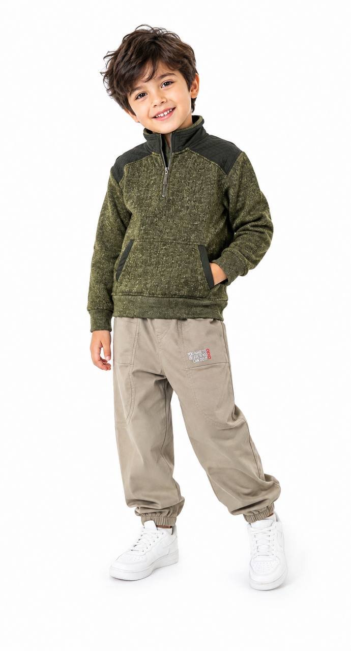 Boys' high-neck sweatshirt with parachute-style fabric details