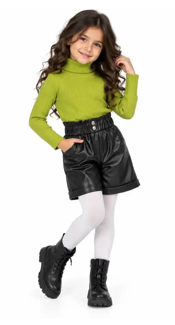 Girls' leather shorts