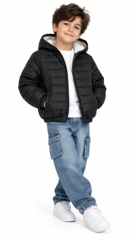 Boys' "Parachute" jacket with fur lining